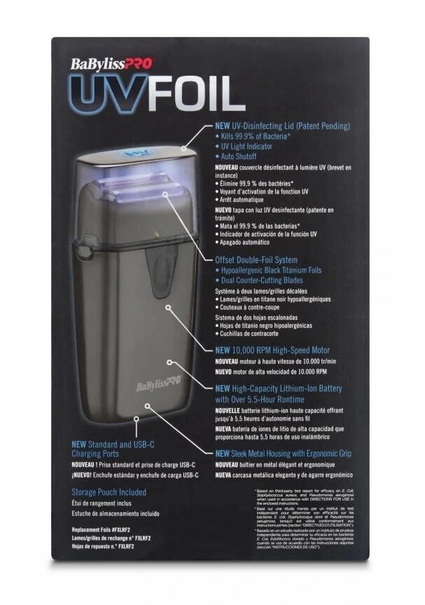 BaBylissPRO® UVFOIL UV-Disinfecting Metal DOUBLE-Foil Shaver [FXLFS2]