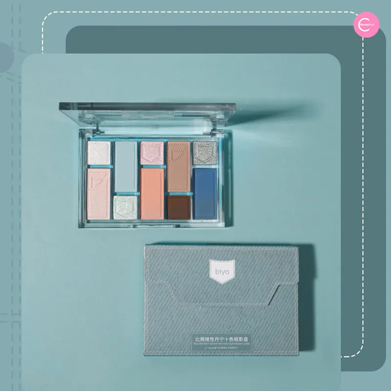 Biya Denim-Inspired 10-Color Multi-Texture Eyeshadow Palette