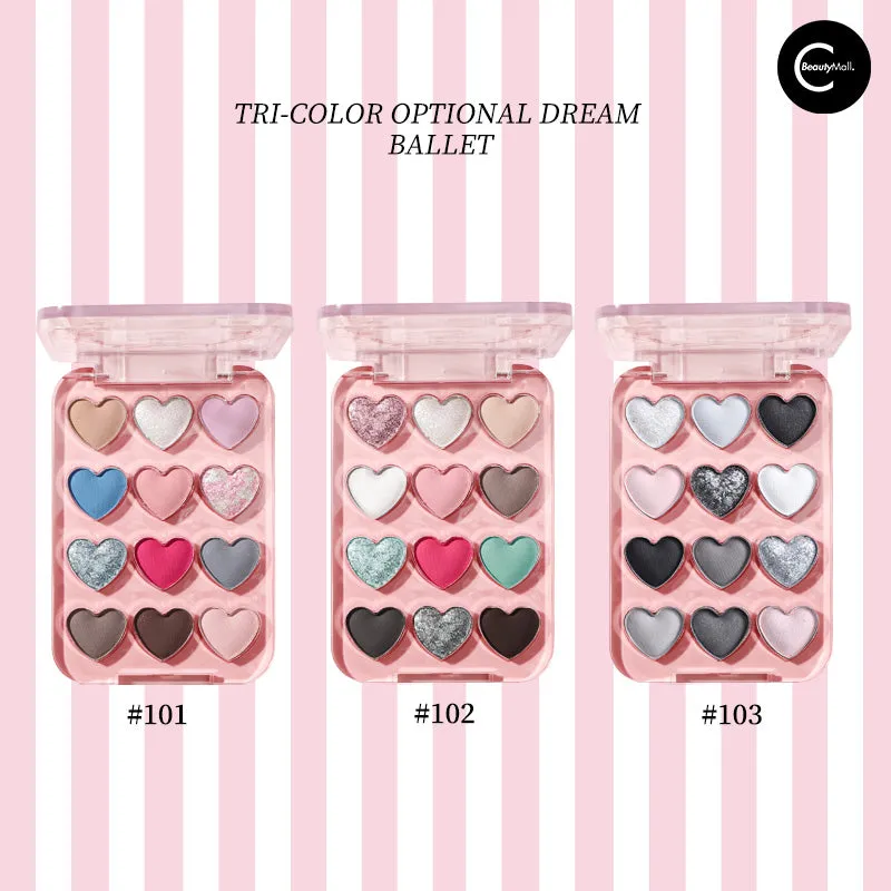 Biya Dream Ballet 12-Color Heart Eyeshadow Palette