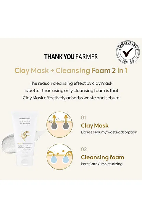 [THANK YOU FARMER] Rice Pure Clay Mask to Foam Cleanser (150mL/5.27fl.oz)